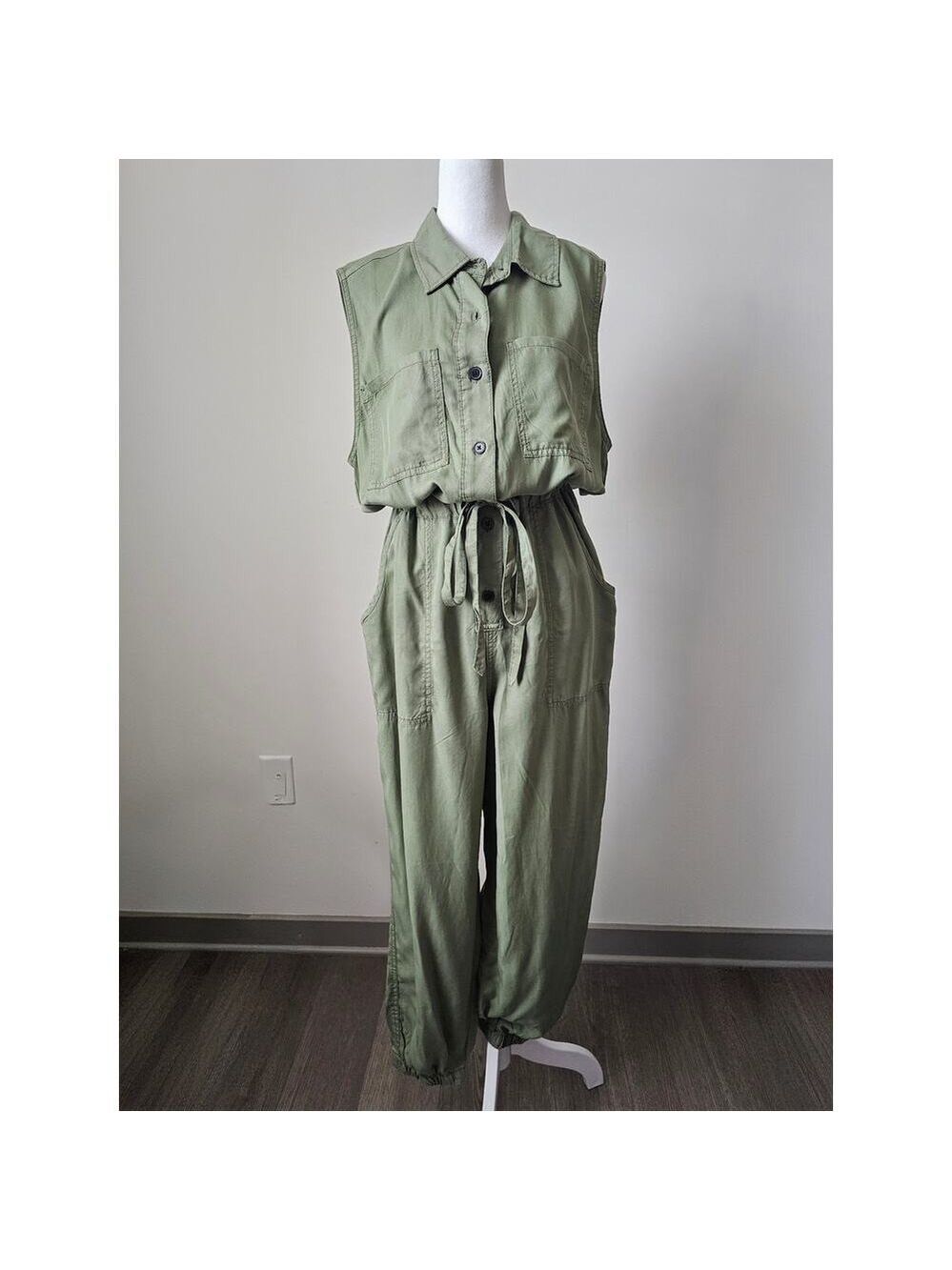 Sanctuary Army Green Sleeveless Cargo Jumpsuit Jogger Size L